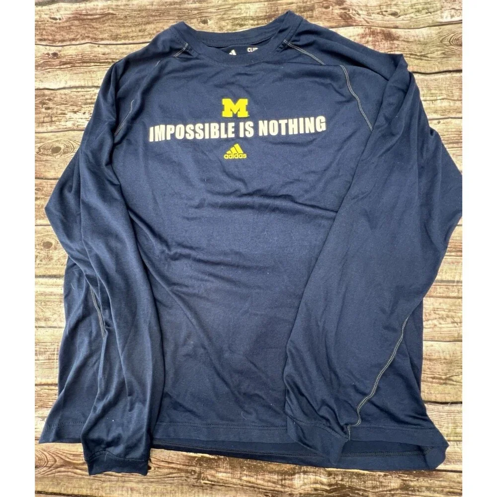 Michigan Wolverines Adidas Men’s Large Long-Sleeved Tee Impossible Is Nothing